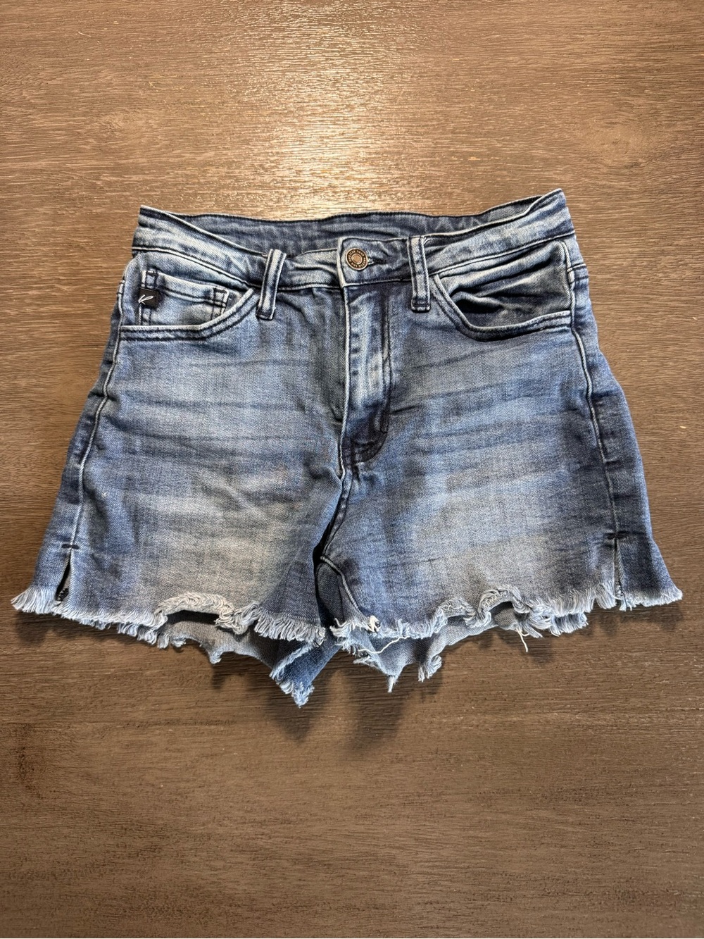 KanCan Dark Blue Denim Raw Hem Shorts High Rise XS